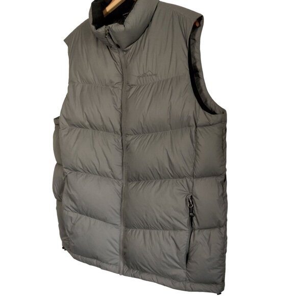 EB700 Eddie Bauer Puffer Vest Men L Tall Gray Goose Down Jacket - Picture 2 of 16